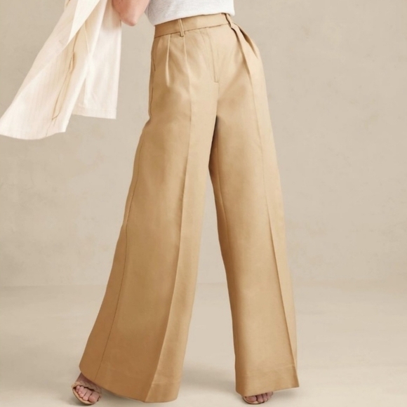 Banana Republic, New Cruise Wide-Leg Pants Maverick Tan Womens Size 14 Short - Picture 3 of 13